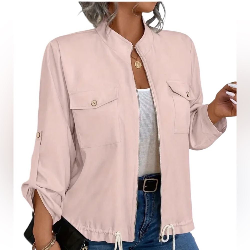 NWOT..plus size Light Pink Utility Drawstring Jacket